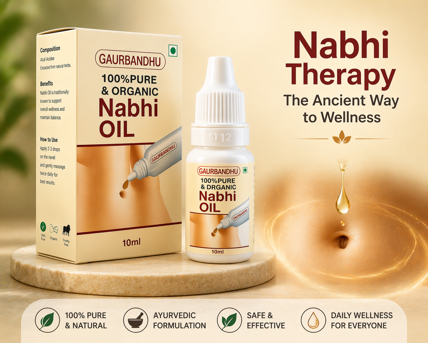 🌿 GAURBANDHU Nabhi Oil – 100% Pure & Organic Ayurvedic Wellness